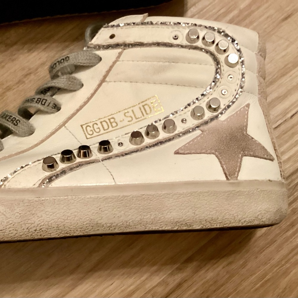 Golden Goose Deluxe Brand GGDB White and Silver High-Top Sneakers - Picture 9 of 16